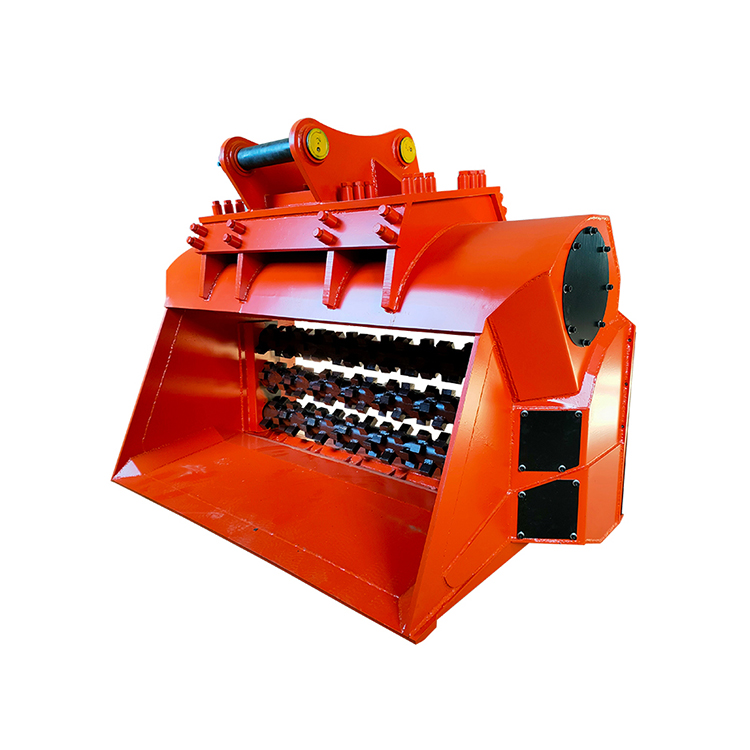 excavator screening bucket front left view for soil and debris separation