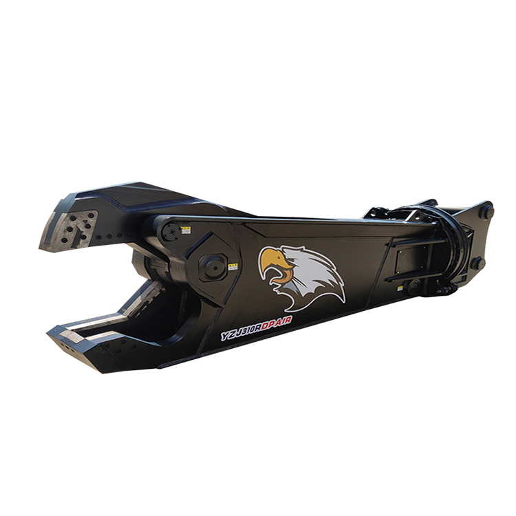 excavator shear attachment side view isolated on clean background