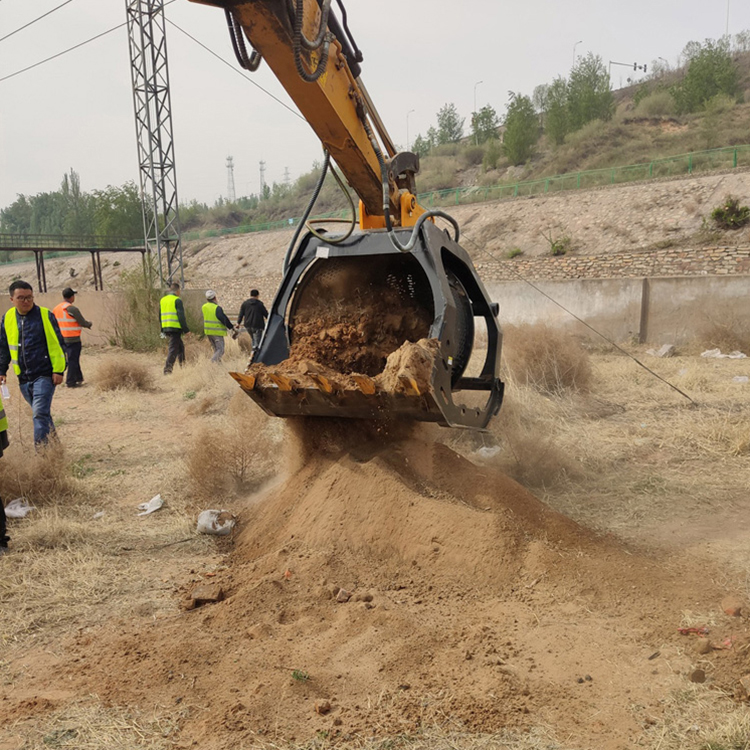 Trommel bucket attachment product photo on white background