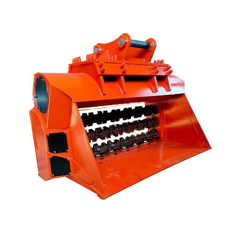 screening bucket attachment angled side view for excavator
