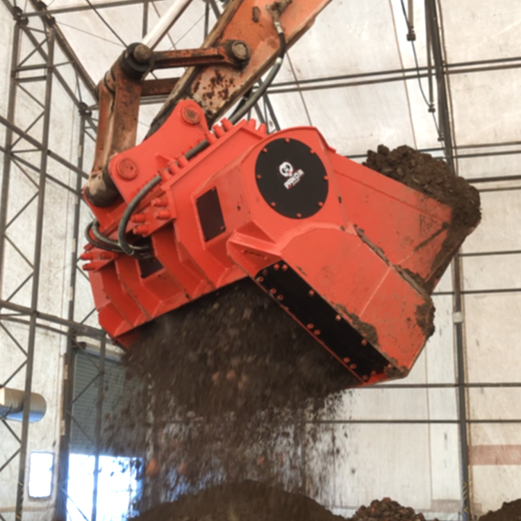 excavator screening bucket indoor material discharge