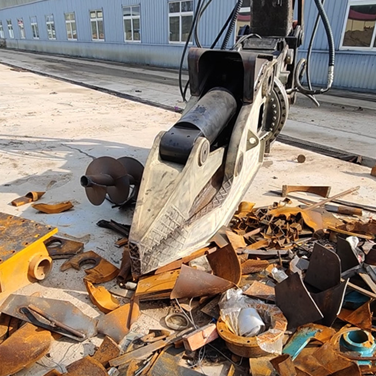 vehicle scrapping shear front angle on gray background
