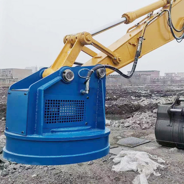 excavator magnetic lifter mounted on excavator arm