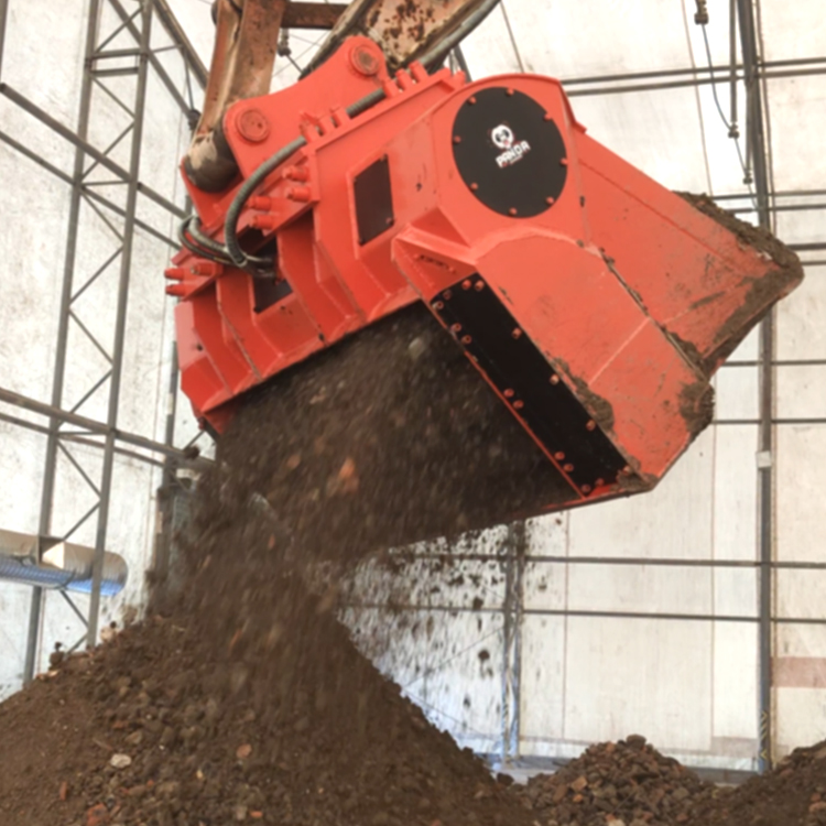 screening bucket continuous material flow during screening work