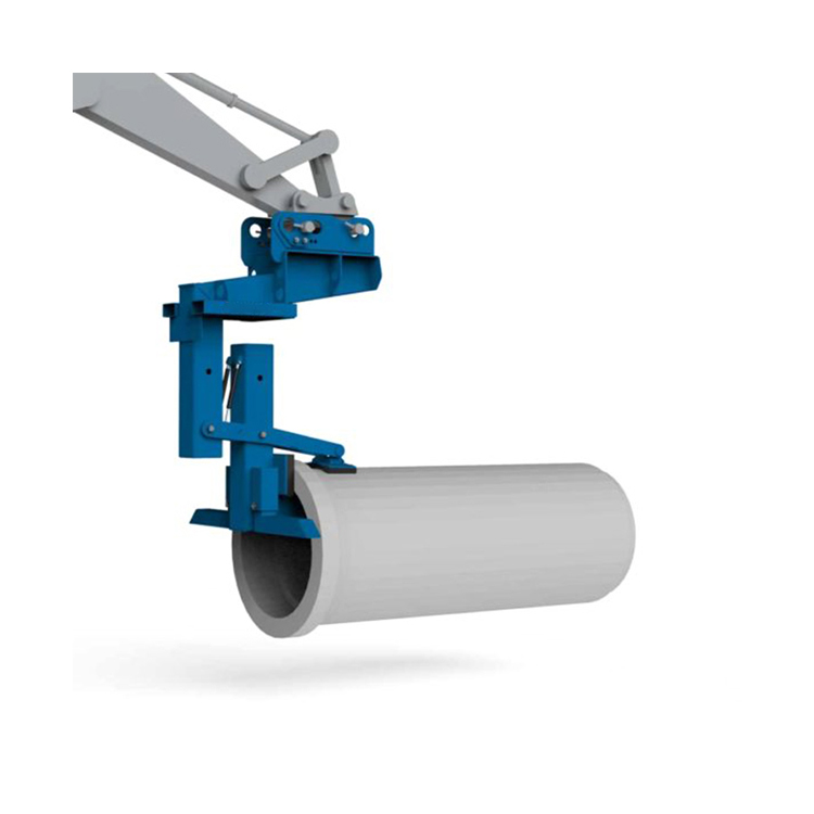 Excavator Pipe Handler 3D render holding a concrete pipe
