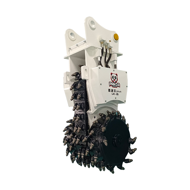 white background product photo of excavator chain cutter attachment