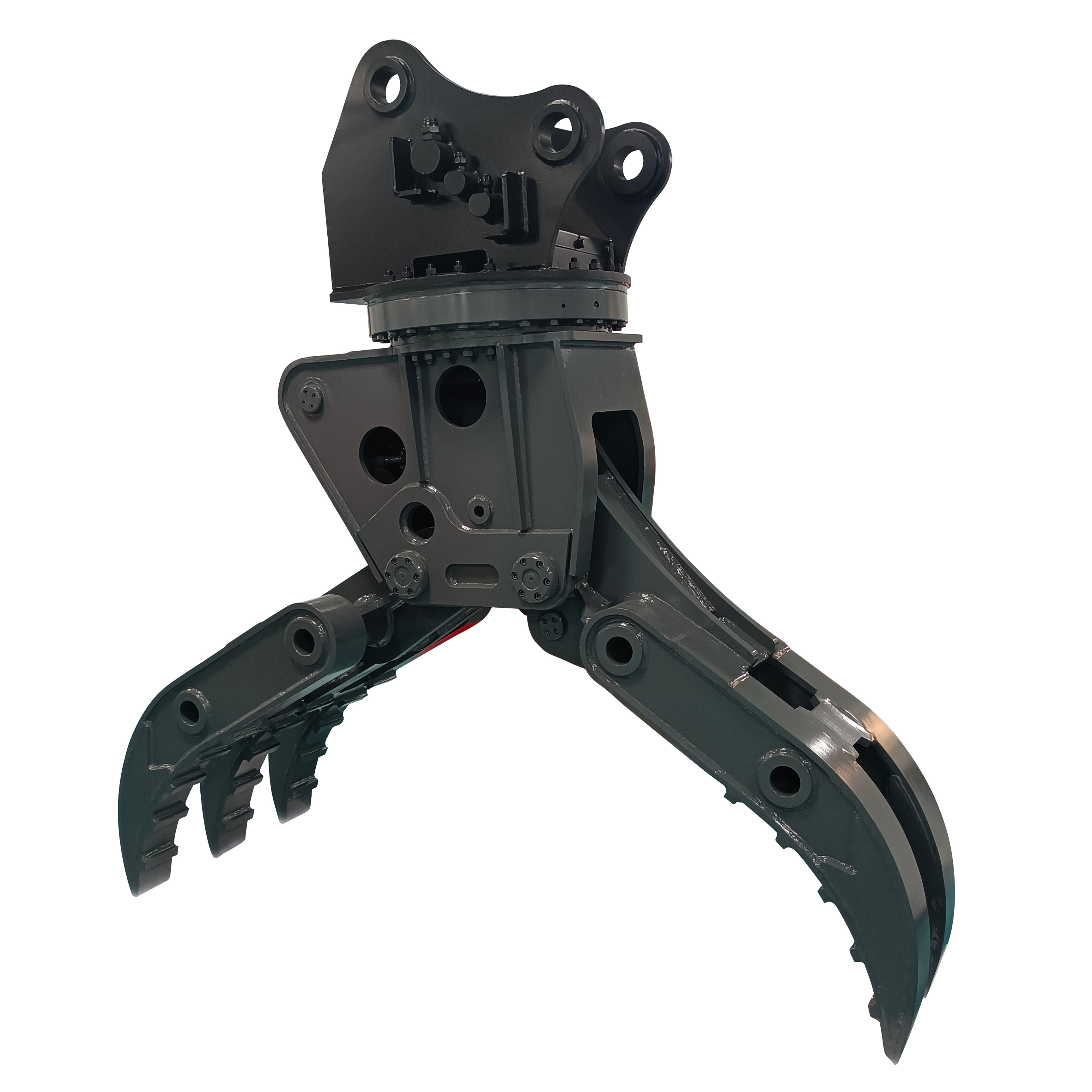 hydraulic rotating grapple front view isolated