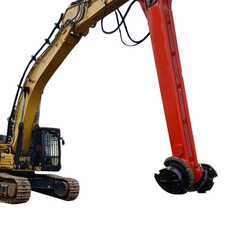 close application view of excavator power mixing head