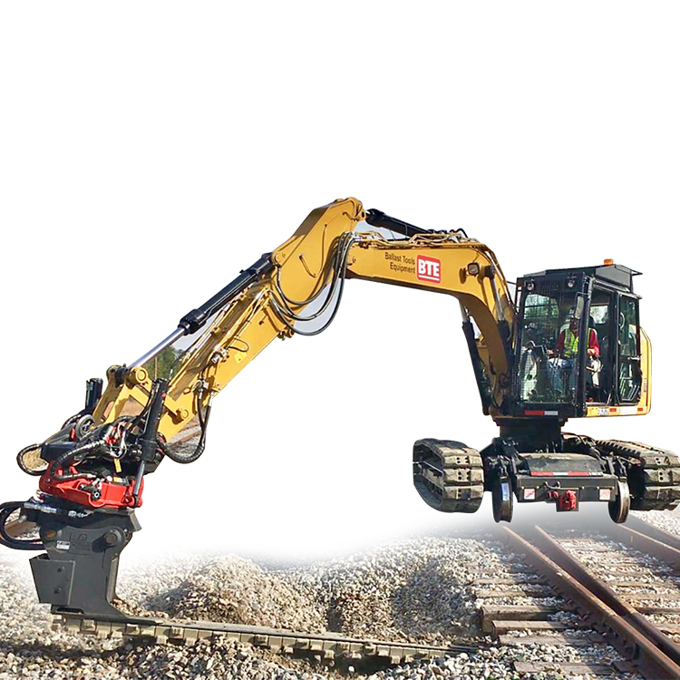 hi-rail ballast undercutter working on railway track