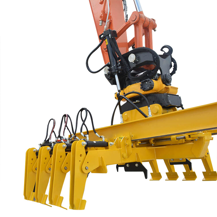 Rail Sleeper Grapple mounted on excavator for sleeper handling