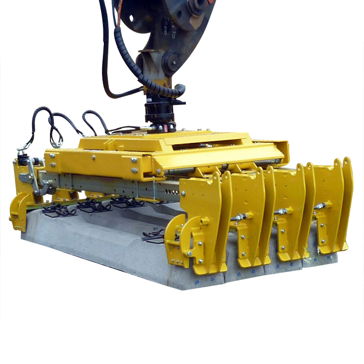 Concrete Tie Handler gripping a concrete rail tie