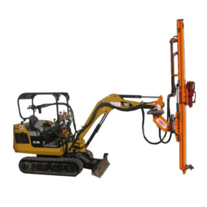 Rock Drill Excavator Attachment on compact tracked excavator