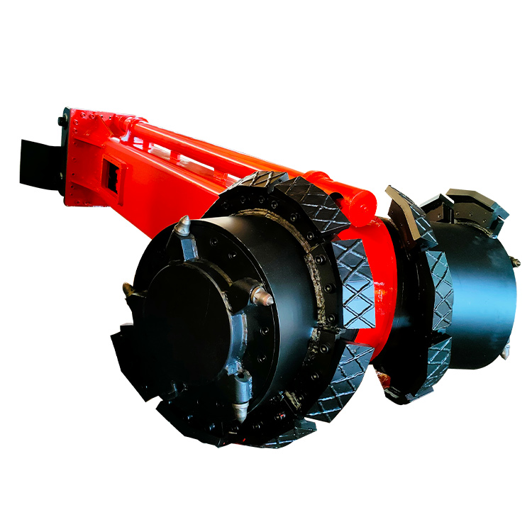 side cutout image of excavator mixing attachment