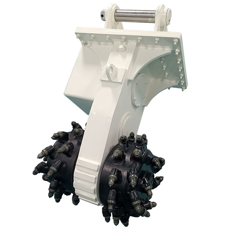 twin drum cutter attachment side view for rock excavation