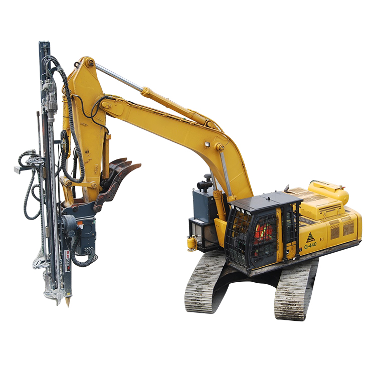 Excavator Mounted Drill Rig with heavy-duty rock drilling mast