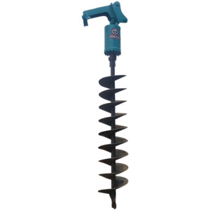 Excavator Auger with long hydraulic earth drilling bit on white background