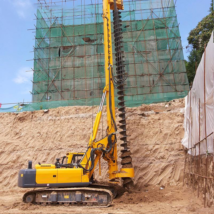 continuous flight auger drilling rig working at foundation excavation site