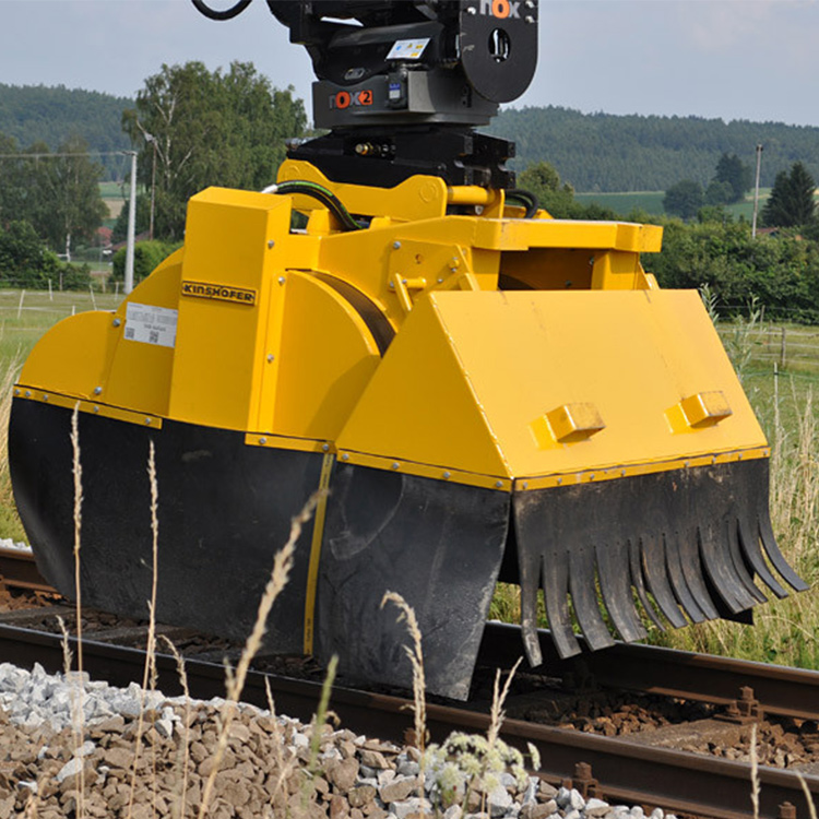 Railway Ballast Sweeper side view cleaning track shoulder