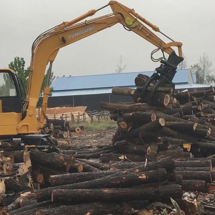 excavator hydraulic grapple sorting and loading logs