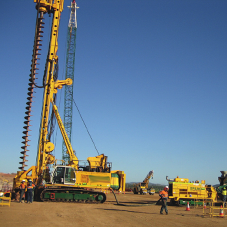 foundation pile cfa drilling rig working on large construction project