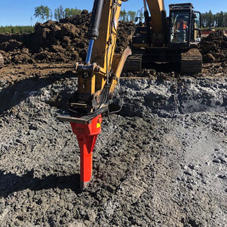excavator mixing attachment working in soft soil