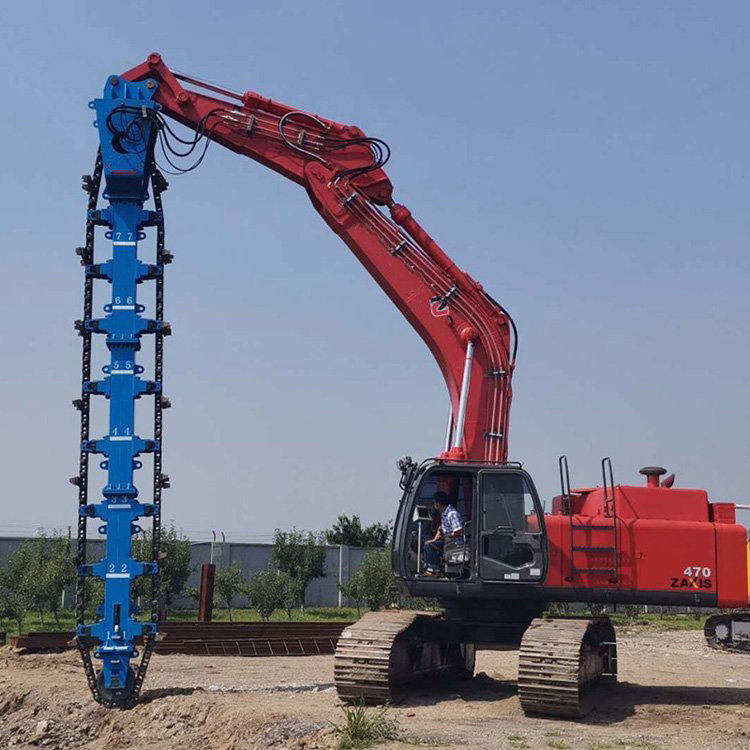 Deep Soil Mixing Attachment mounted on excavator for vertical soil treatment