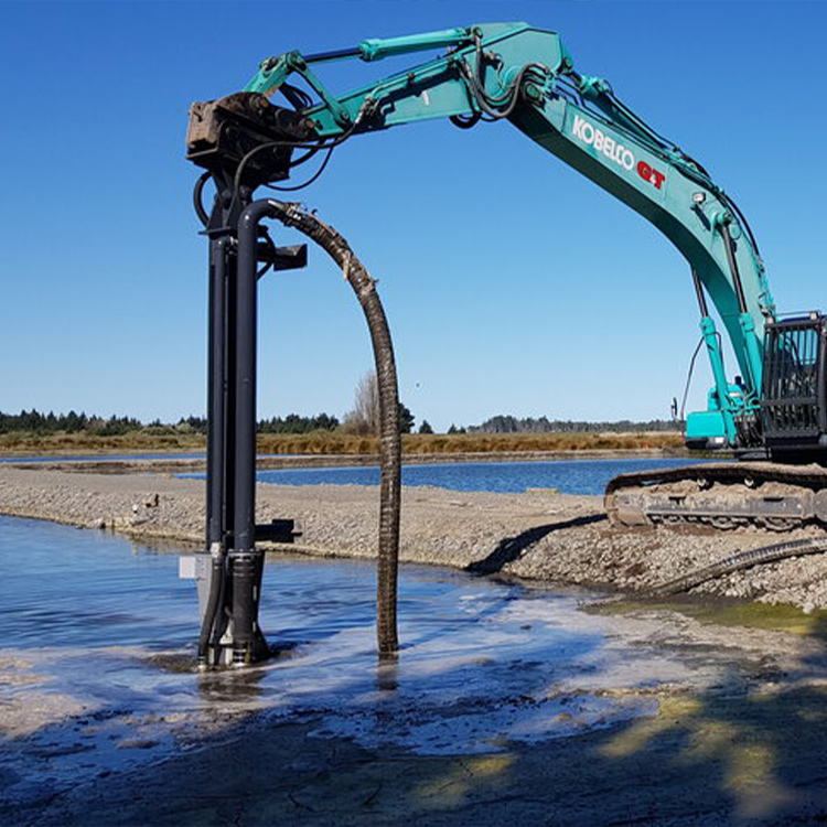 soil mixing attachment working in shallow water