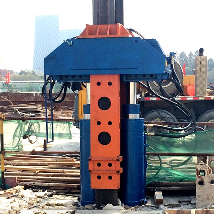 Static pile extractor working in controlled construction site removal