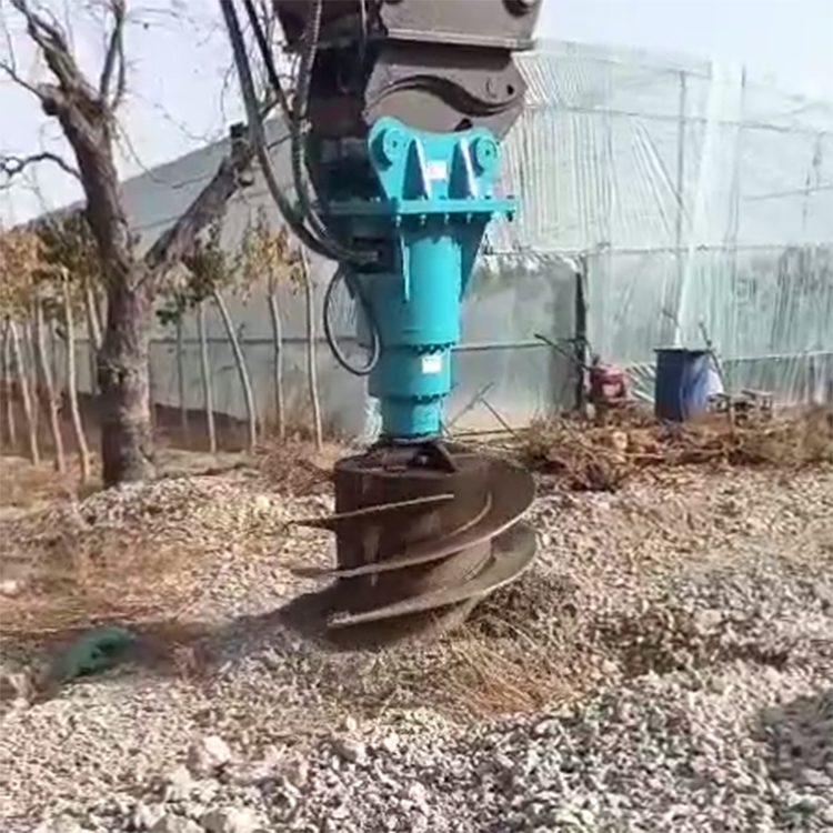 heavy-duty excavator auger on construction site