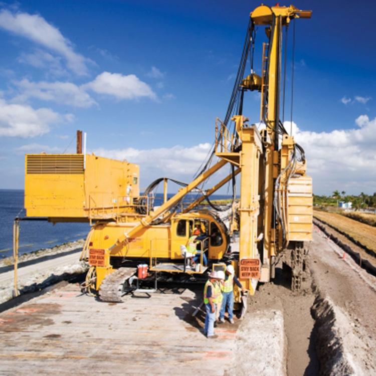 Continuous Wall Construction Equipment near waterside platform