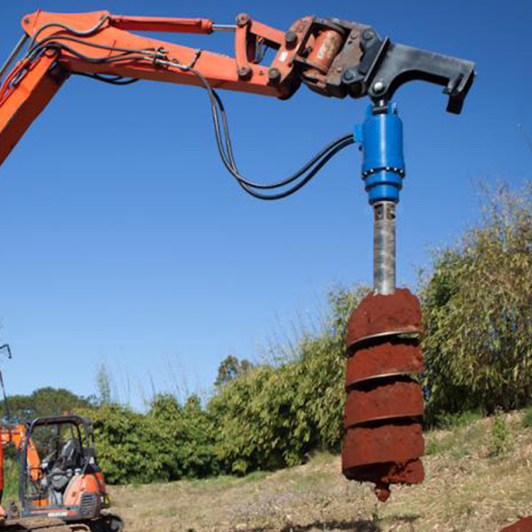 Hydraulic Earth Auger mounted on excavator for outdoor ground drilling