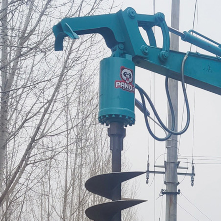 Mini Excavator Auger Drive mounted on compact excavator for drilling