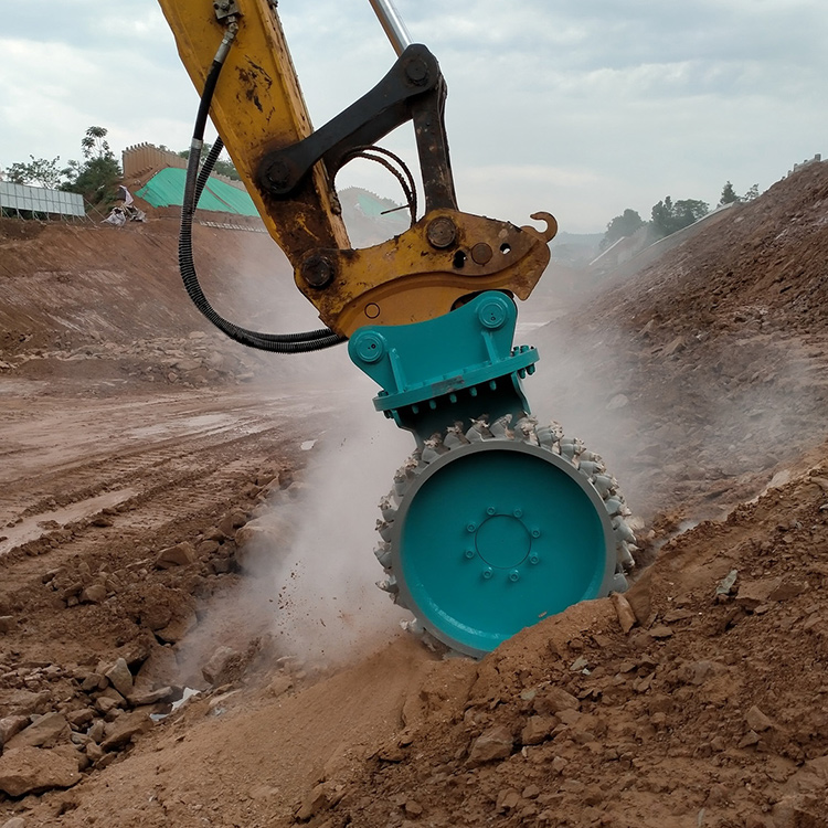 wheel saw trenching operation front view