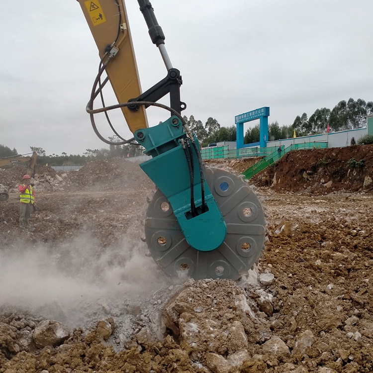 trenching wheel working on construction site