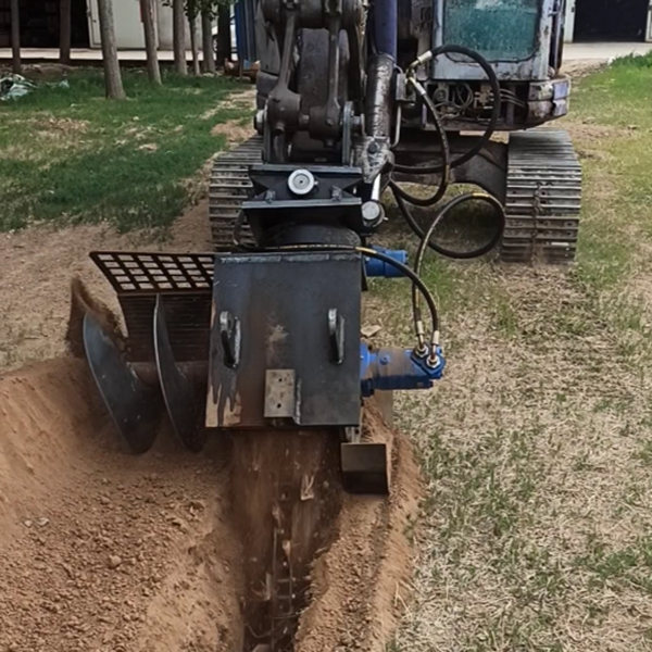 chain trenching attachment front working view